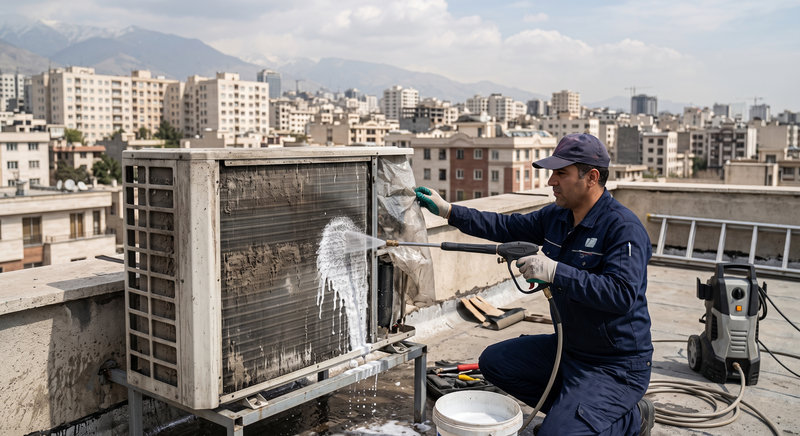 شستشوی کندانسور کولر گازی